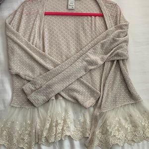 Lace trim cardigan in a size extra large